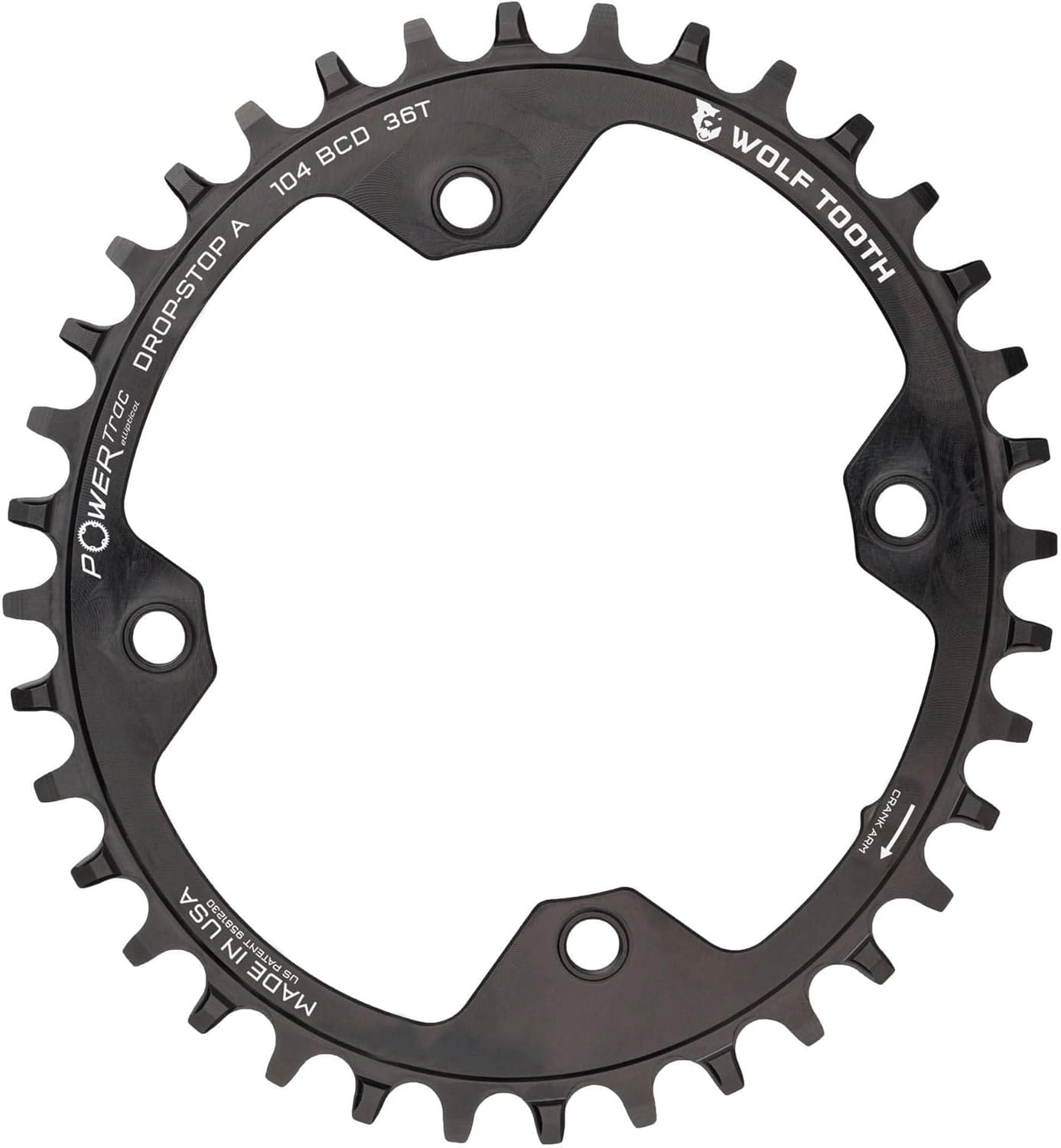 Wolf Tooth Components 104 Bcd Oval Chainring Black, 32T