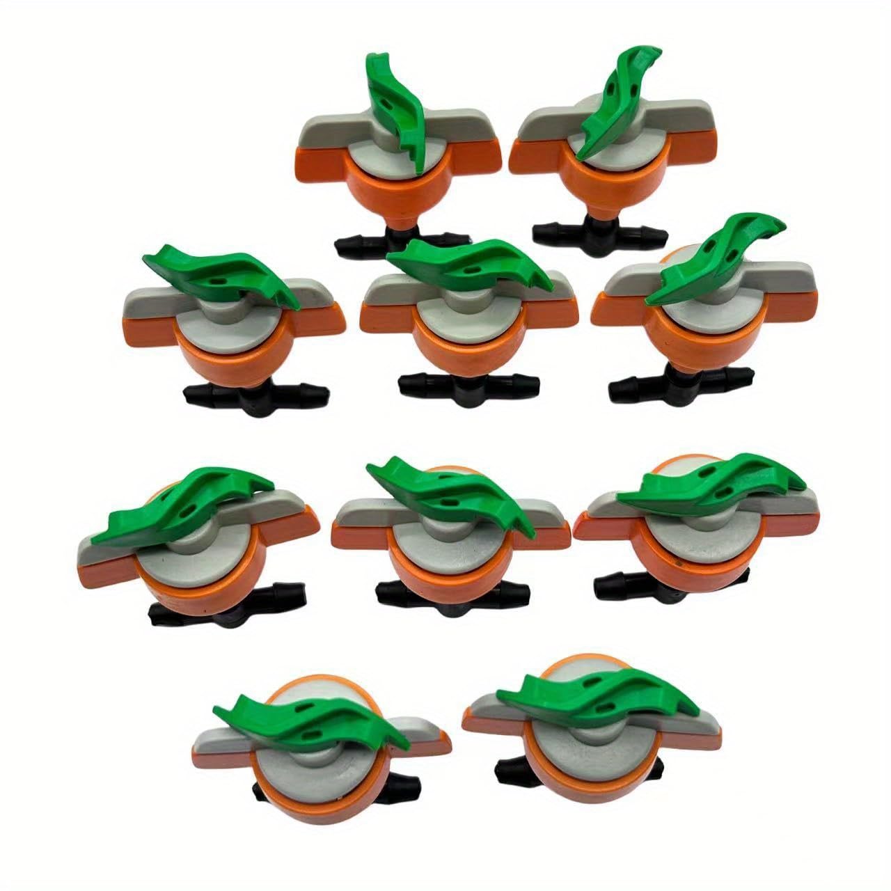 10 Set 1/4 Adjustable Micro Spray Drip Irrigation Emitters Misting Heads Barbed Tee Fittings,Three-Way Atomizing Nozzle 1/4 Inch