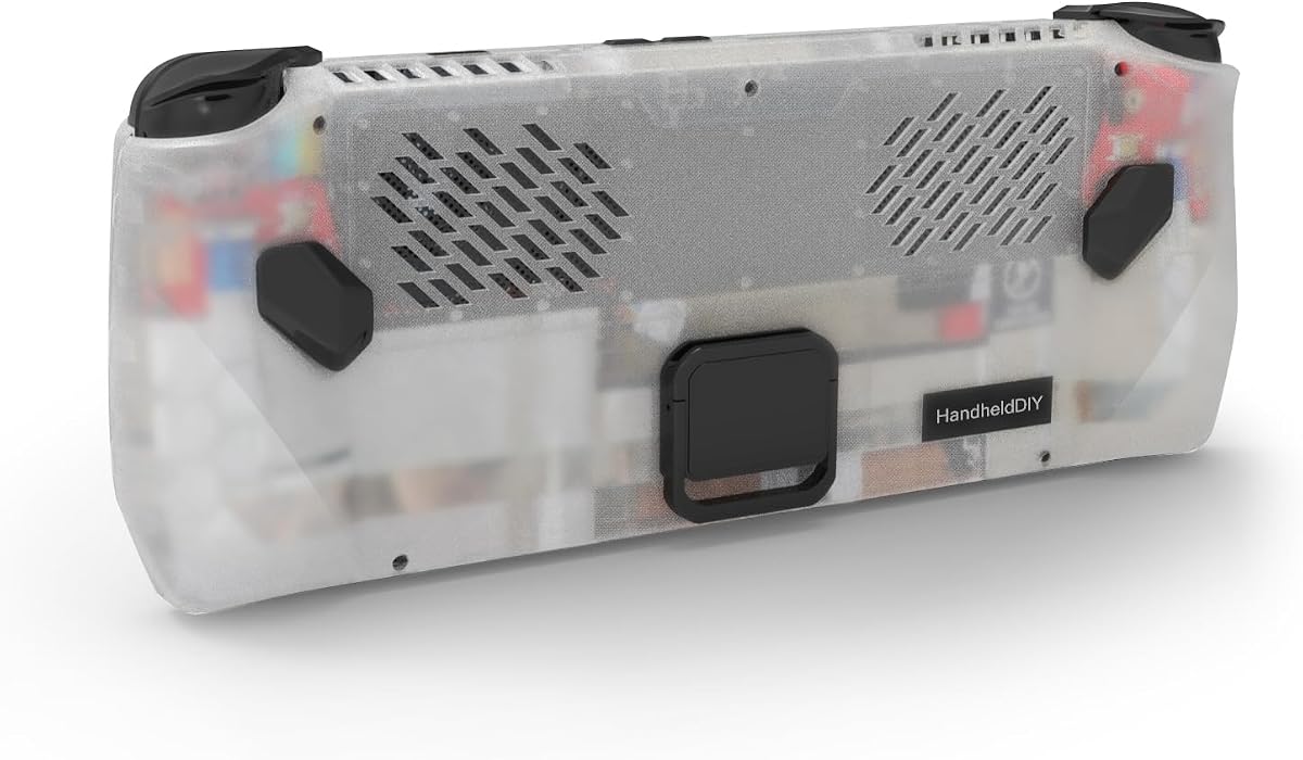 Modcase de refrigeración para ROG Ally, accesorios de placa trasera, carcasa de gestión de calor compatible con ROG Ally, cubierta de fácil instalación con soporte plegable y placa de identificación personalizada (translúcido)