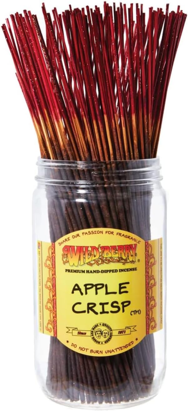 Wild Berry Incense Sticks - Apple Crisp - Warm Apple with Caramel and Vanilla - Hand Dipped in The USA (100 Count)