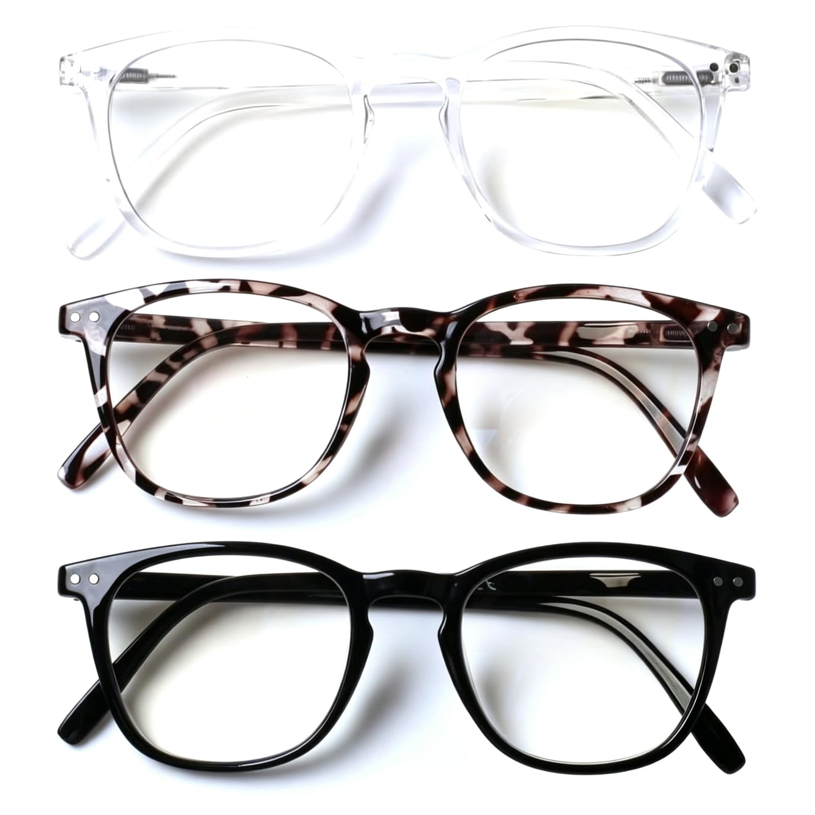 Henotin 3 Pack Blue Light Blocking Reading Glasses,Spring Hinge Computer Readers for Men Women,Anti UV Ray Filter Eyeglasses (Mixed Color, 0.00)