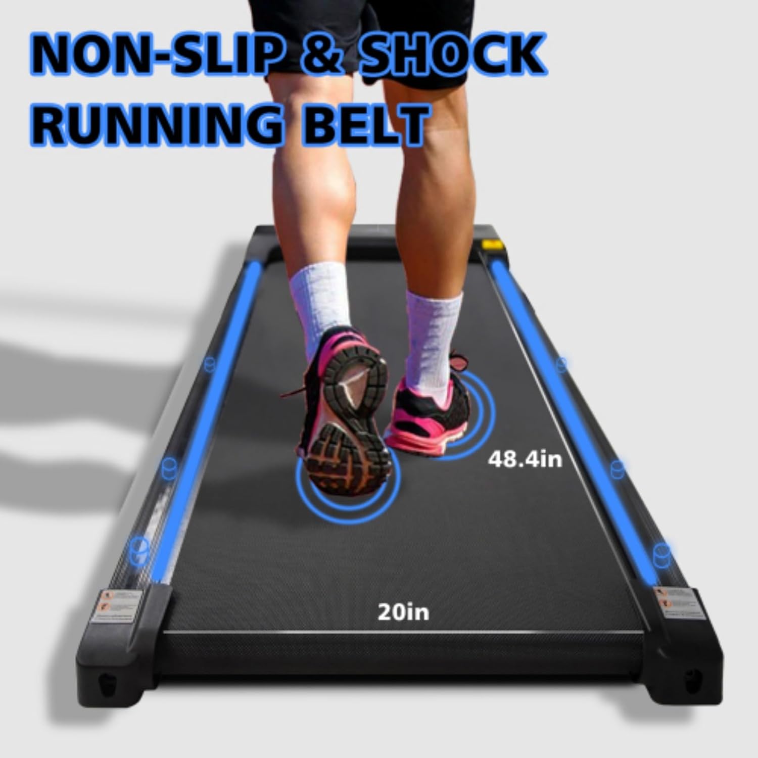 Walking Pad Treadmill Under Desk with Remote Control Portable Treadmill for Home Office Fitness Workout Walking Jogging Machine 240 lb Capacity Black