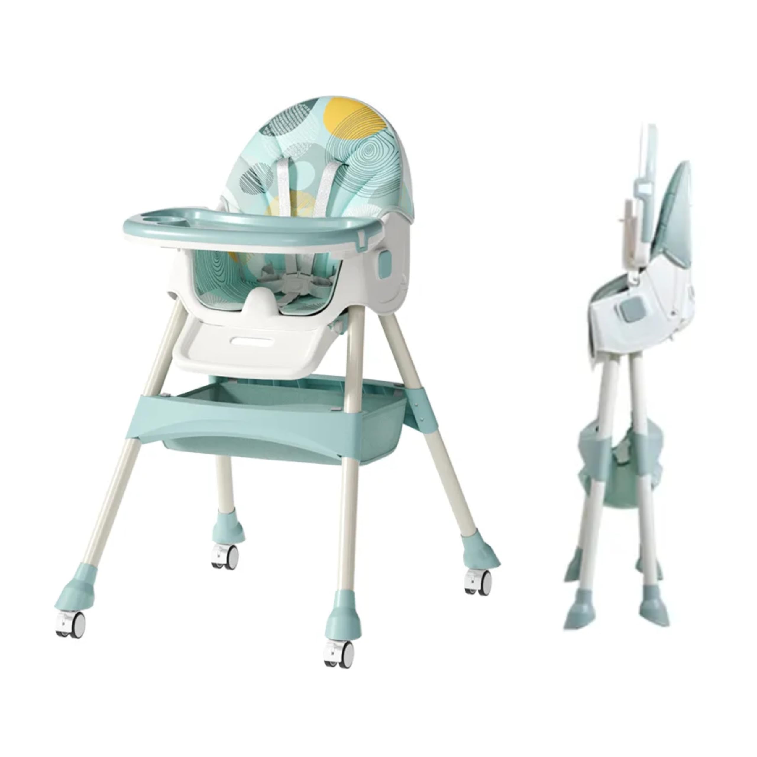 Meditive High Chair for Feeding – Adjustable, Foldable Baby Feeding Chair for 6 months to 5 Years with Tray, Safety Harness, and Comfortable Design – Baby dining Chair for Feeding 0 to 5 Years, Kids Dining Chair, Baby Food Chair for 6 months to 3 years,