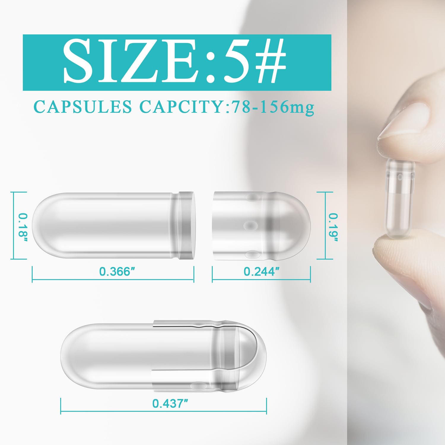 wananfu Size 5 Empty Capsules Gelatin (100 Count) Bundle with Capsule Tweezer and Micro Lab Spoon, Clear Fillable Gel Pill Capsules Size 5 for Making Your Own Supplements — Amazon image 5