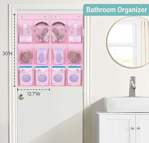 Miniatura 5 de KIMBORA Paquete de 2 organizadores estrechos para zapatos sobre la puertapared para niños, pequeño zapatero colgante para bebé, con bolsillo de