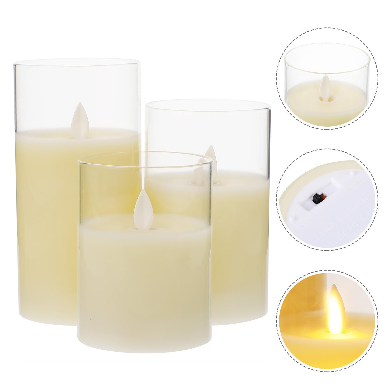 3 Pezzi Candele LED a Batteria senza Fiamma con Telecomando