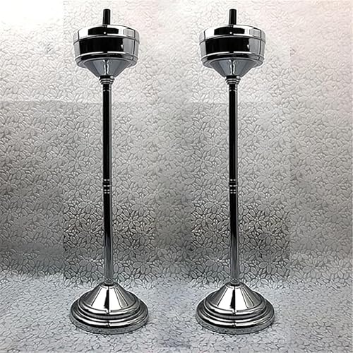 2 PCS Cenicero De Pie De Metal, Cenicero De Pie, Regulable En Altura, Ceniceros De Acero Inoxidable Con Tapa, Resistente A La Intemperie, Contenedor Grande Para Colillas(Silver)