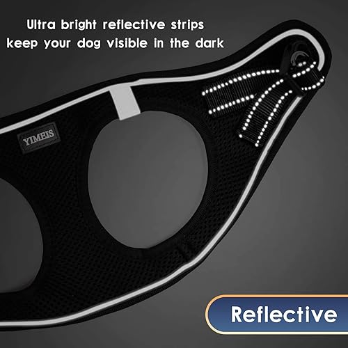 Miniatura 94 de YIMEIS - Juego de arnés de malla suave y correa, para perros pequeños y gatos, chaleco reflectante ajustable para cachorros, (talla XS, negro)