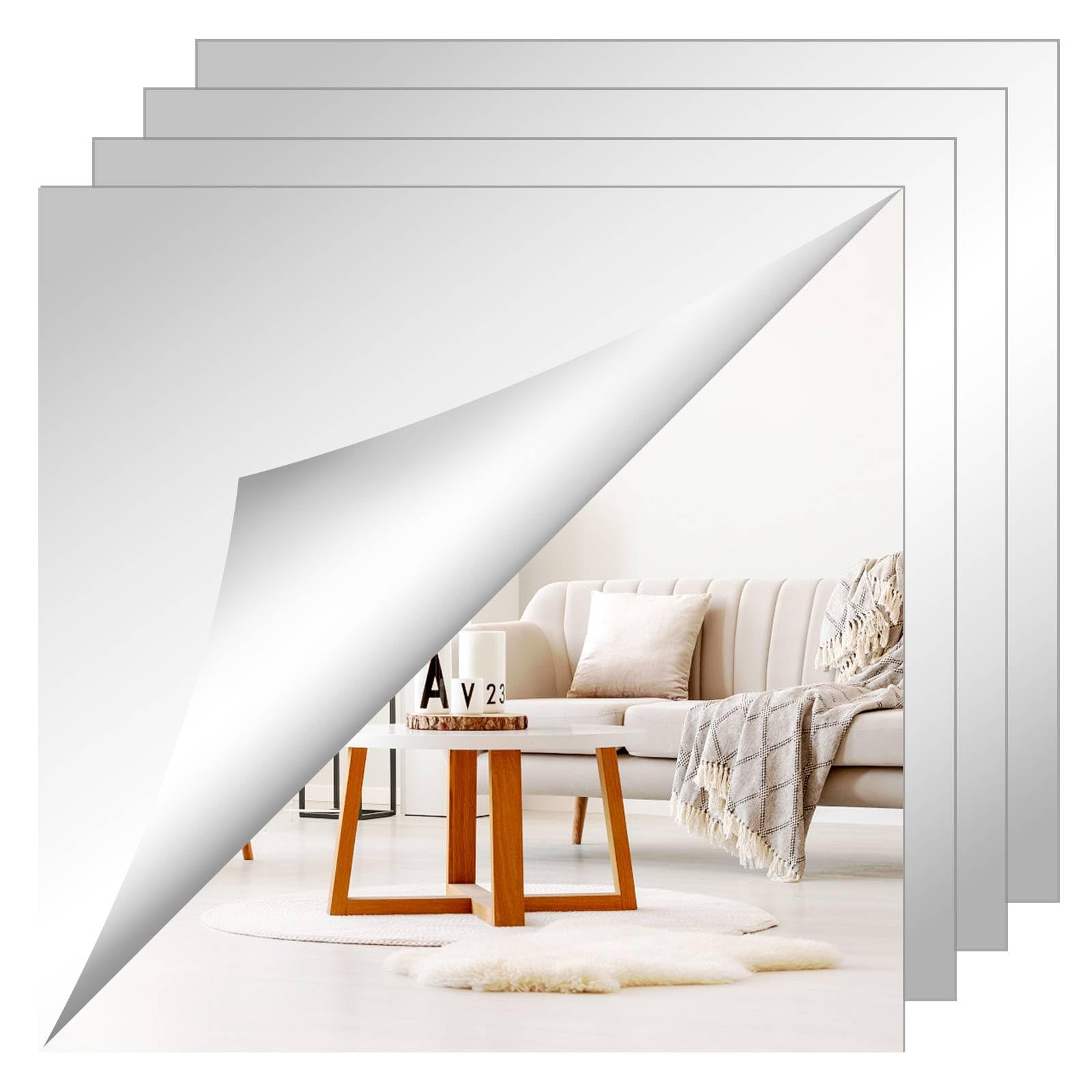 SUNNYNEST 4 Pieces Self Adhesive Acrylic Mirror Tiles 30x30cm Flexible
