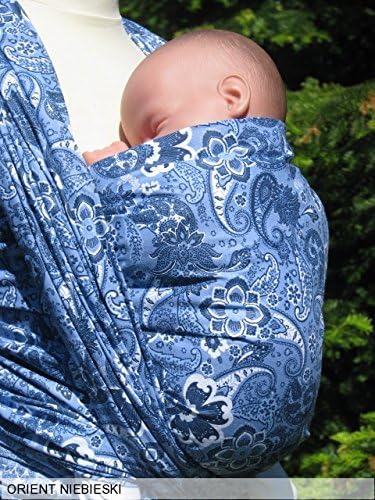ORIENTAL BLUE PAISLEY BABY WRAP SLING 4.5M SIZE 6 WOVEN 100%COTTON WRAP CARRIER (Indigo Blue)