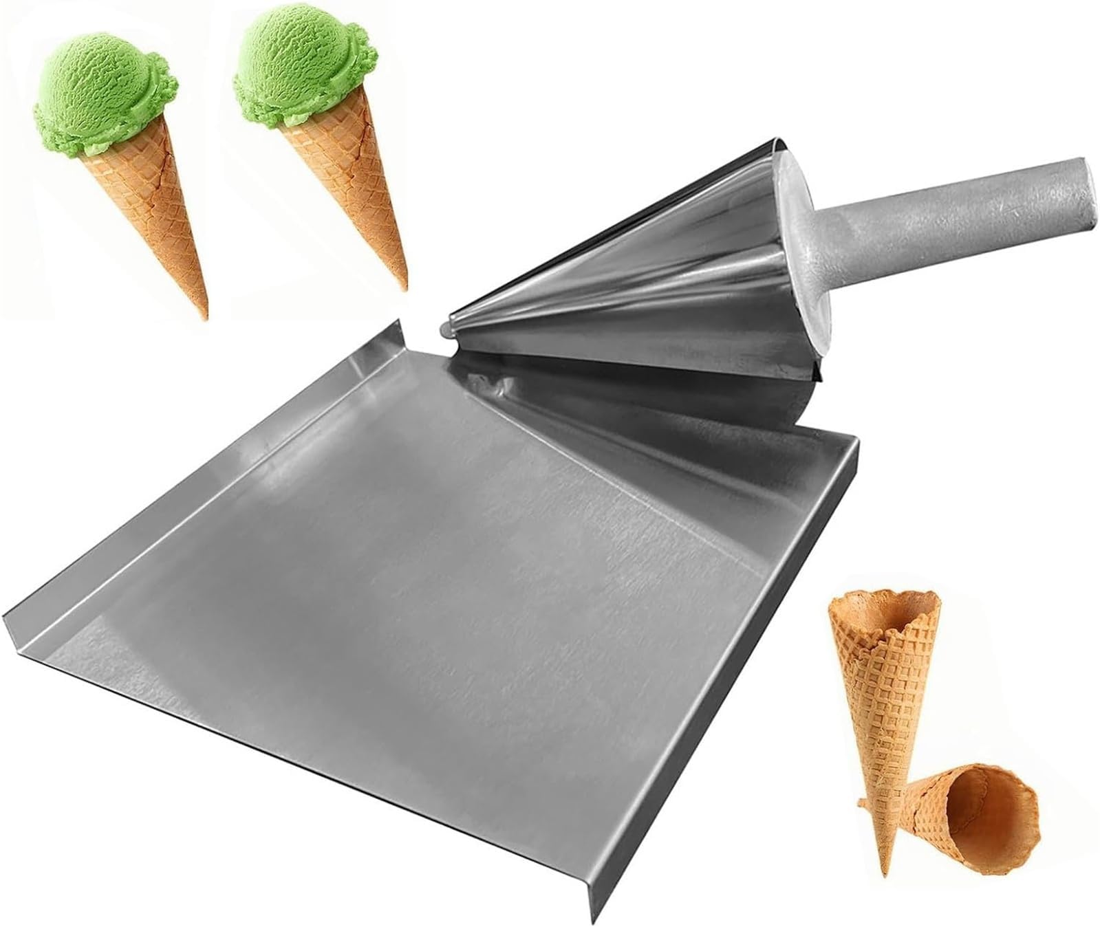 Ice Cream Waffle Cone Roller, Waffle Cone Shaper Tool, Stainless Steel Material, Clear Texture and Smooth Surface, for Restaurant, Home Kitchen, Bakeries.