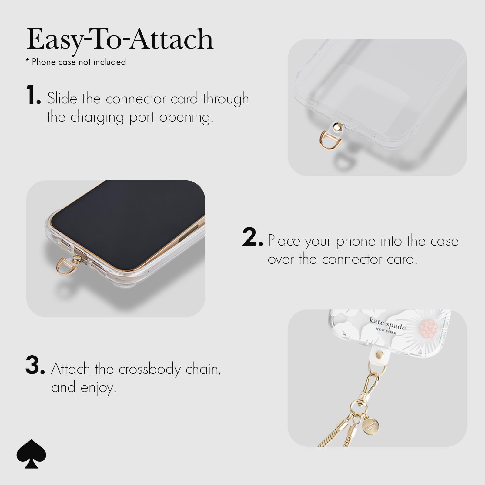 Kate Spade New York Crossbody łańcuszek na telefon - uchwyt na łańcuszek na szyję