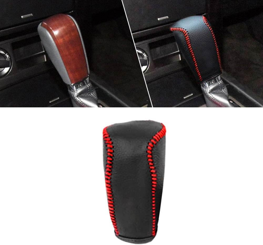 車用 ギア シフト ノブ カバー レザー At 適合 Prado 09 18 自動シフターヘッド ブラック