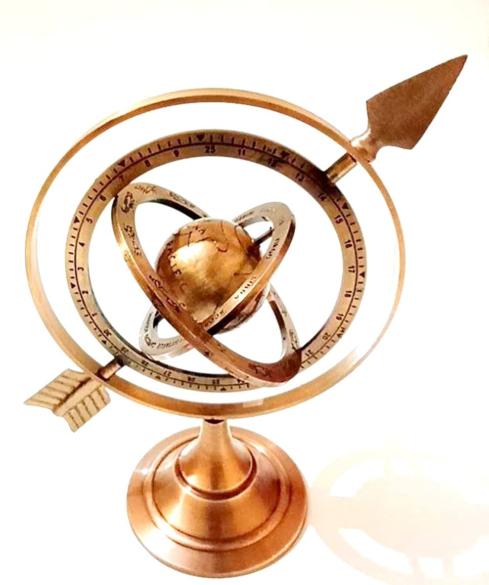 Esfera armilar flecha náutica de 10 pulgadas astrolabio grabado globo marítimo vintage