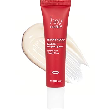 Hey Honey Skincare Besame Mucho Shea Butter & Propolis Lip Balm | Intensive Hydration for Dry, Chapped Lips, Natural Moisturizing Lip Repair Treatment | 0.5 oz