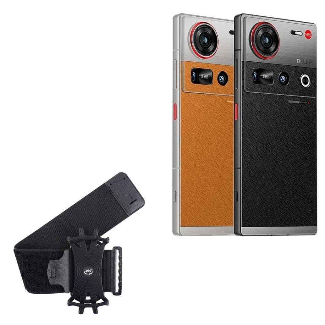 BoxWave Holster Compatible with ZTE Nubia Z70S Ultra - ActiveStretch Sport Armband, Adjustable Armband for Workout and Running - Jet Black