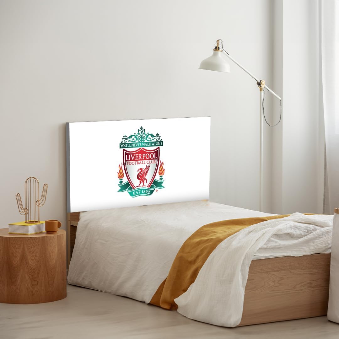 Liverpool FC Adjustable Single Headboard - 100 x 75 cm (W x H) - Colour Crest on White