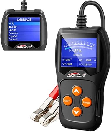 Amazon バッテリーテスター チェッカー Cca値 内部抵抗 バッテリーの状態チェック 自動車 農機 船舶等の各種12vバッテリー対応 日本語対応 車 バイク 車 バイク