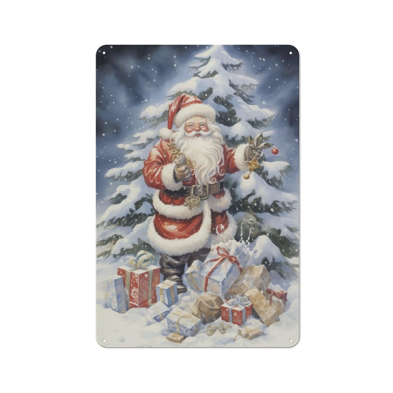 Junmoney Lovely Santa Claus Metal Wall Plaque For Halloween Party Room, Bar, Hallway Or Kitchen, Seasonal Gift For Friends And Spooky Decor Lovers, 30X20cm