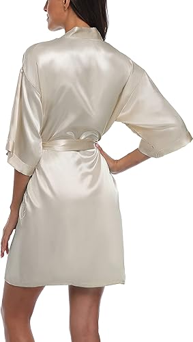 Miniatura 4 de Batas cortas de satén para mujer, para dama de honor, ropa de dormir, kimono, bata de baño para novia, boda, fiesta