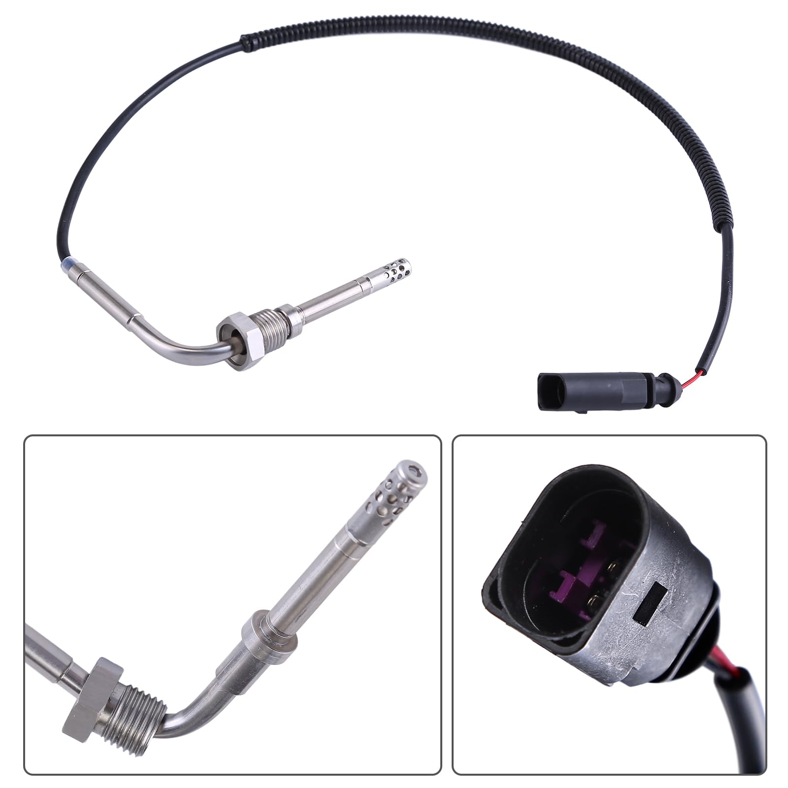 Sensor de temperatura de los gases de escape Sensor de temperatura 038906088D Compatible para 2.7 3.0 A6 (4F,C6) hasta Bj.03/2008