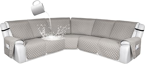Miniatura 59 de HDCAXKJ 100% Fundas impermeables para sofá seccional reclinable en forma de L, funda de sofá reclinable acolchada lavable, fundas de esquina para