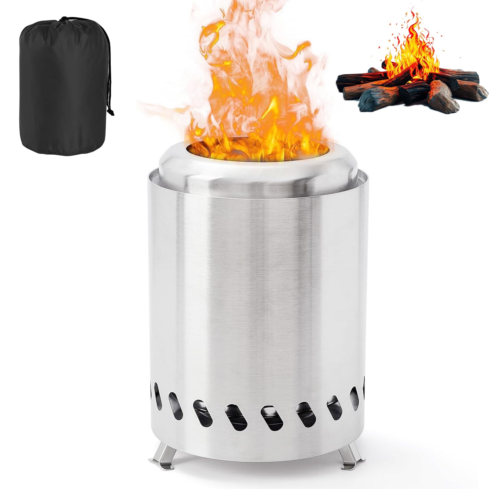 Rauchfreie Feuerschale Aus Edelstahl - Tragbare Feuerstelle Für Terrasse & Garten
