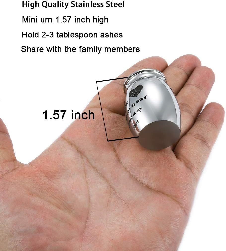 Decorative Memorial Keepsake Urns for Cremains Stainless Steel Mini 1.57 Inch High Small Funeral Urns Cremation Ashes Holder for Family Members - Image 2