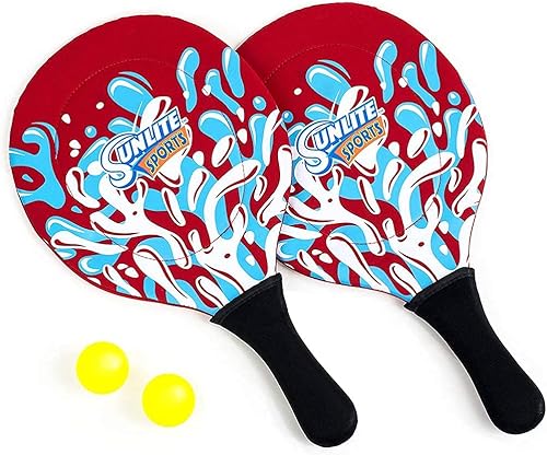 Sunlite Sports Juego de remo de playa, 2 paletas y 2 bolas, perfecto para diversión en el patio trasero o al aire libre o playa o césped, rojo