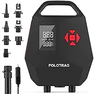 Polotrag Paddle Board Pump, SUP Pump Electric Portable with Auto-Off/Deflation, Dual Stage 12V DC Car Connector Air Pump for Inflatables, Kayak and Air Mattress