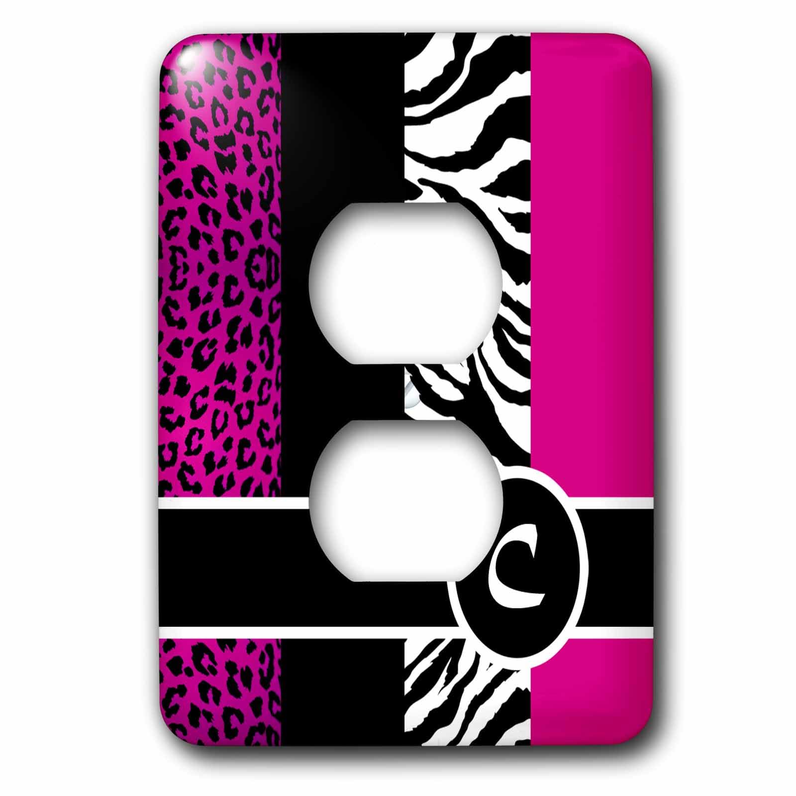 Prise Monogramme C imprimé animal rose vif de 3dRose