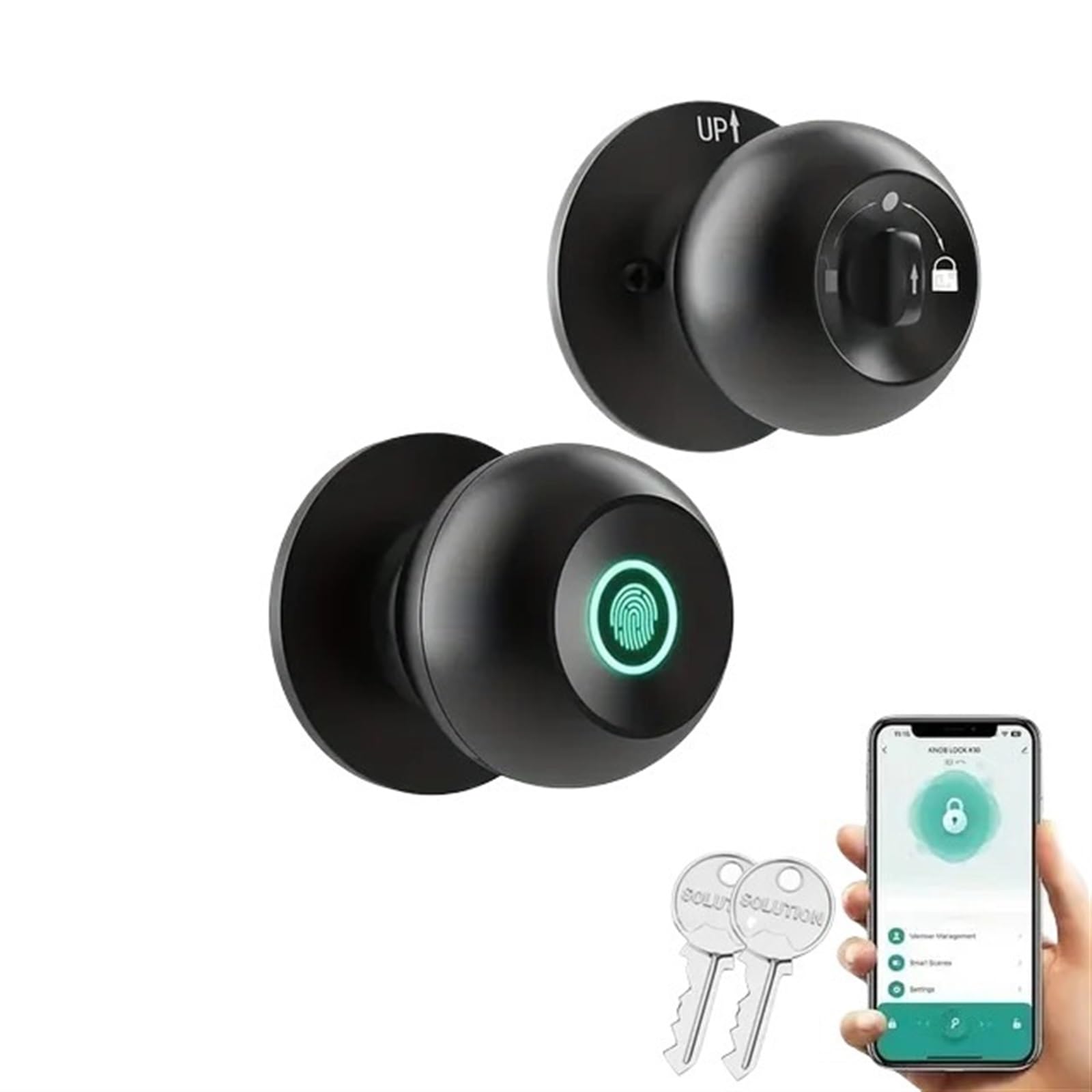 Kontrola aplikacji Bluetooth Inteligentny zamek bezkluczykowy Klamka do drzwi Cyfrowy elektroniczny z czytnikiem linii papilarnych Biuro Handlowe(Nero)