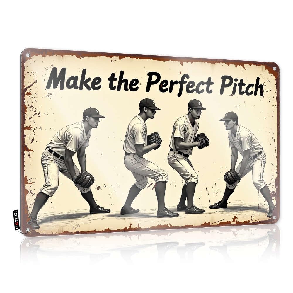 Flags For Room Guys Funny Baseball Pitching Technique Illustration. Tin Sign Porch Sign Man Cave Furniture(30X40CM)