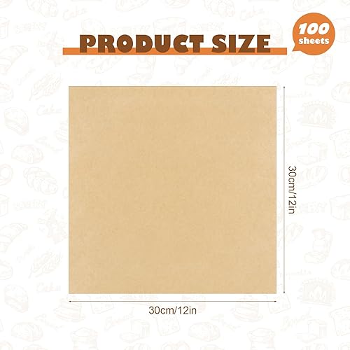 Miniatura 16 de 100 hojas de papel Deli de 12 x 12 pulgadas, hojas de papel encerado sin blanquear para alimentos, papel de envoltura resistente a la grasa