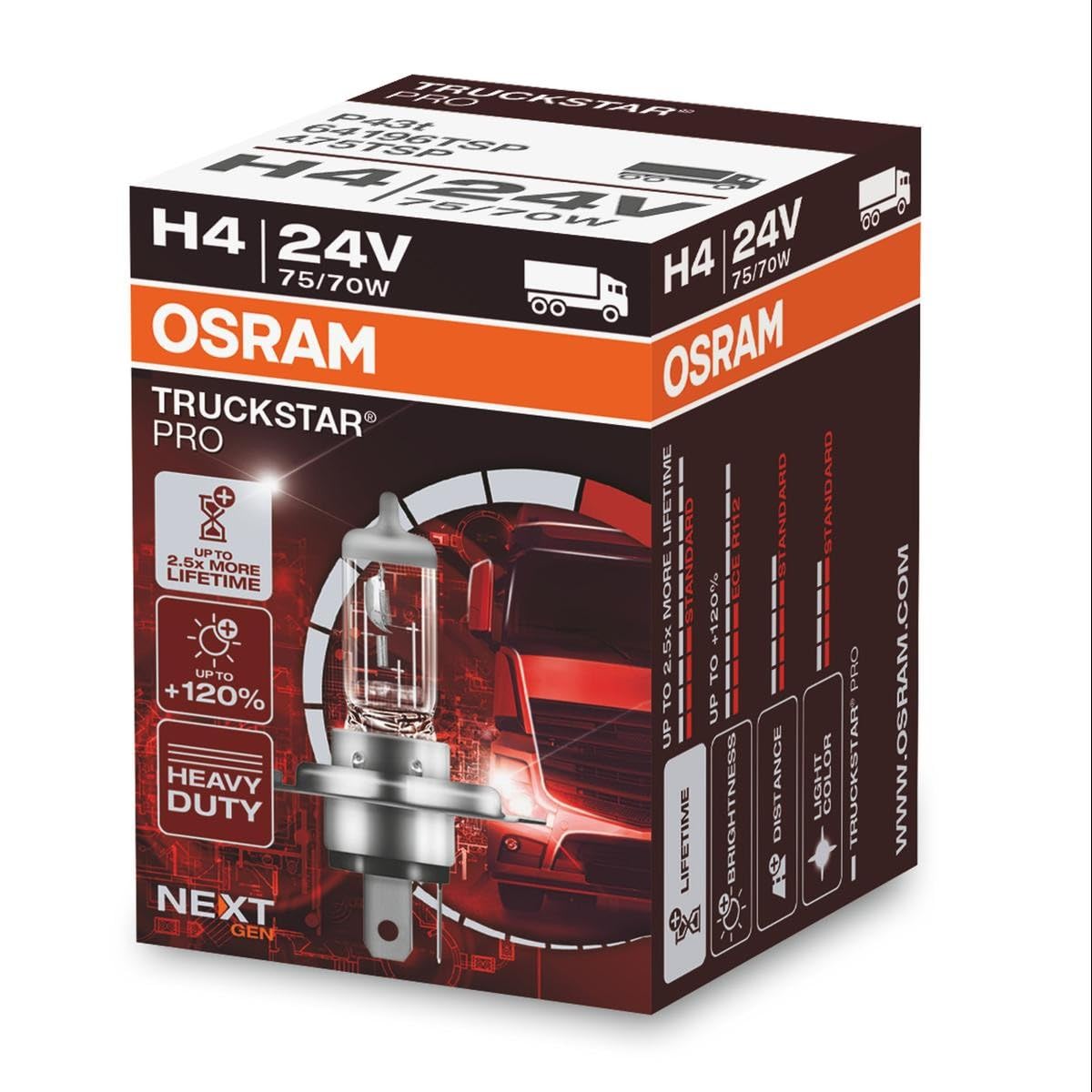 Bulb P43t H4 64196TSP OSRAM for MERCEDES-BENZ IVECO RENAULT TRUCKS MAN VOLVO DAF