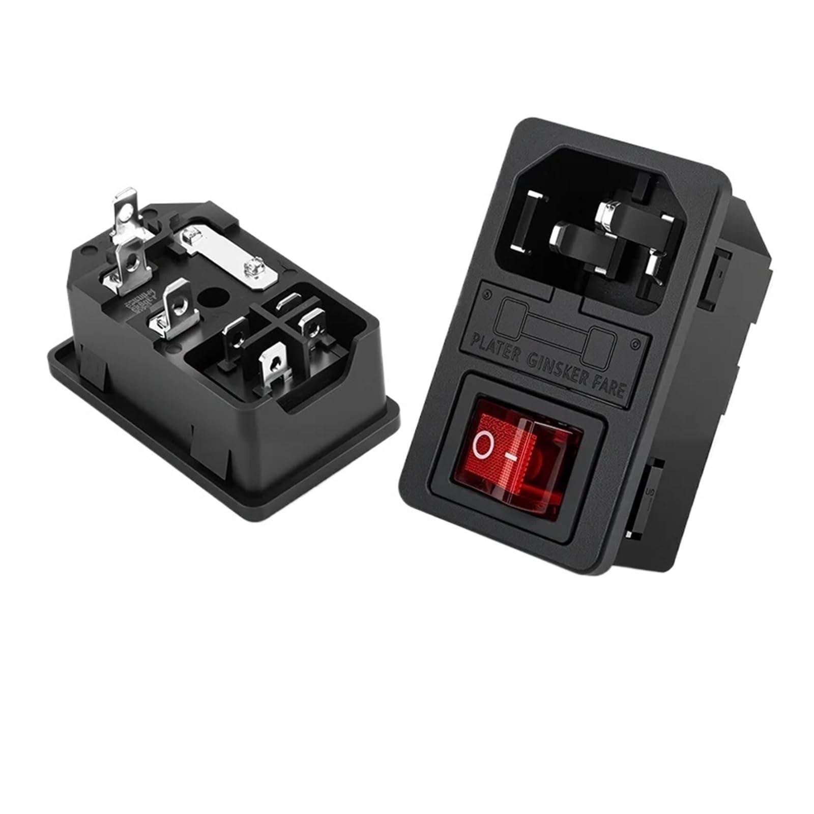 Przełącznik kołyskowy | 5/20 sztuk AC Connector With Fuse And Red Indicator Female 3 Pin For DIY Electric (AC-01B-1.20PCS)