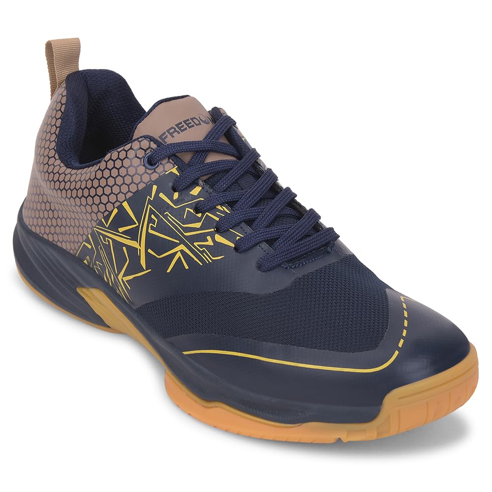 Liberty Freedom UNESKO Sports Lacing Non-Marking Badminton & Paddle/Pickle Ball Shoes for Men - Black & Navy Blue - Lightweight & Comfortable | Suitable for Table Tennis, Squash and All Indoor Court-image-27