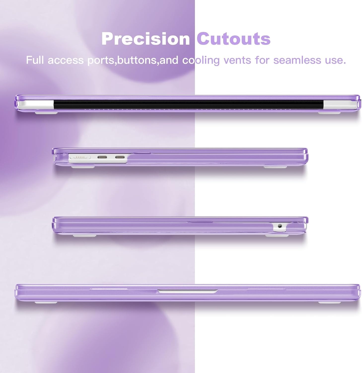 Teryeefi Hard Shell for MacBook Air 13 inch M4 M3 M2 Fit Model A3240/A3113/A2681, Clear Purple Protective Case with Keyboard Cover Trackpad Film for 2022-2025 MacBook Air 13.6, Cute Flowers 133 - Image 7