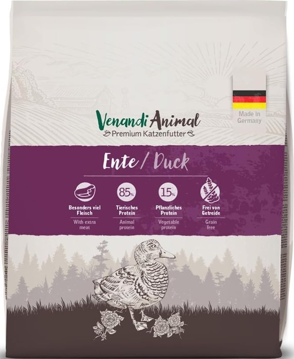 Venandi Animal Premium Cat Food, Duck, with Plenty of Fresh Poultry, Dry Food, Grain-Free, Pack ofย 1 (1ย x 300ย g)