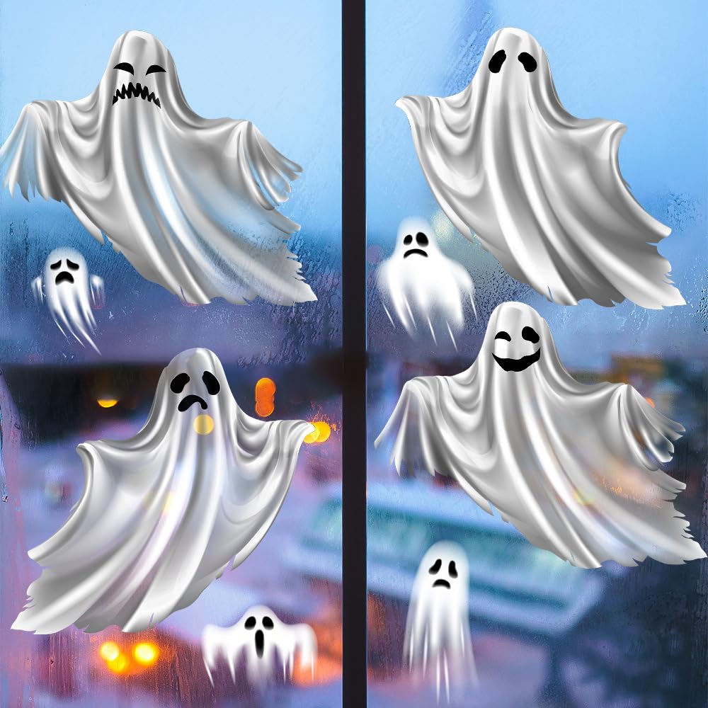 Autocollants de fenêtre fantôme d'Halloween double face pour décoration de maison