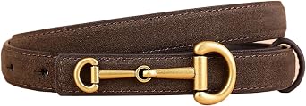 Gold Horseshoe Buckle Designer Belts for Women, Suede Thin Leather Belt Women for Jeans Dress Autumn And Winter Sweater Coat