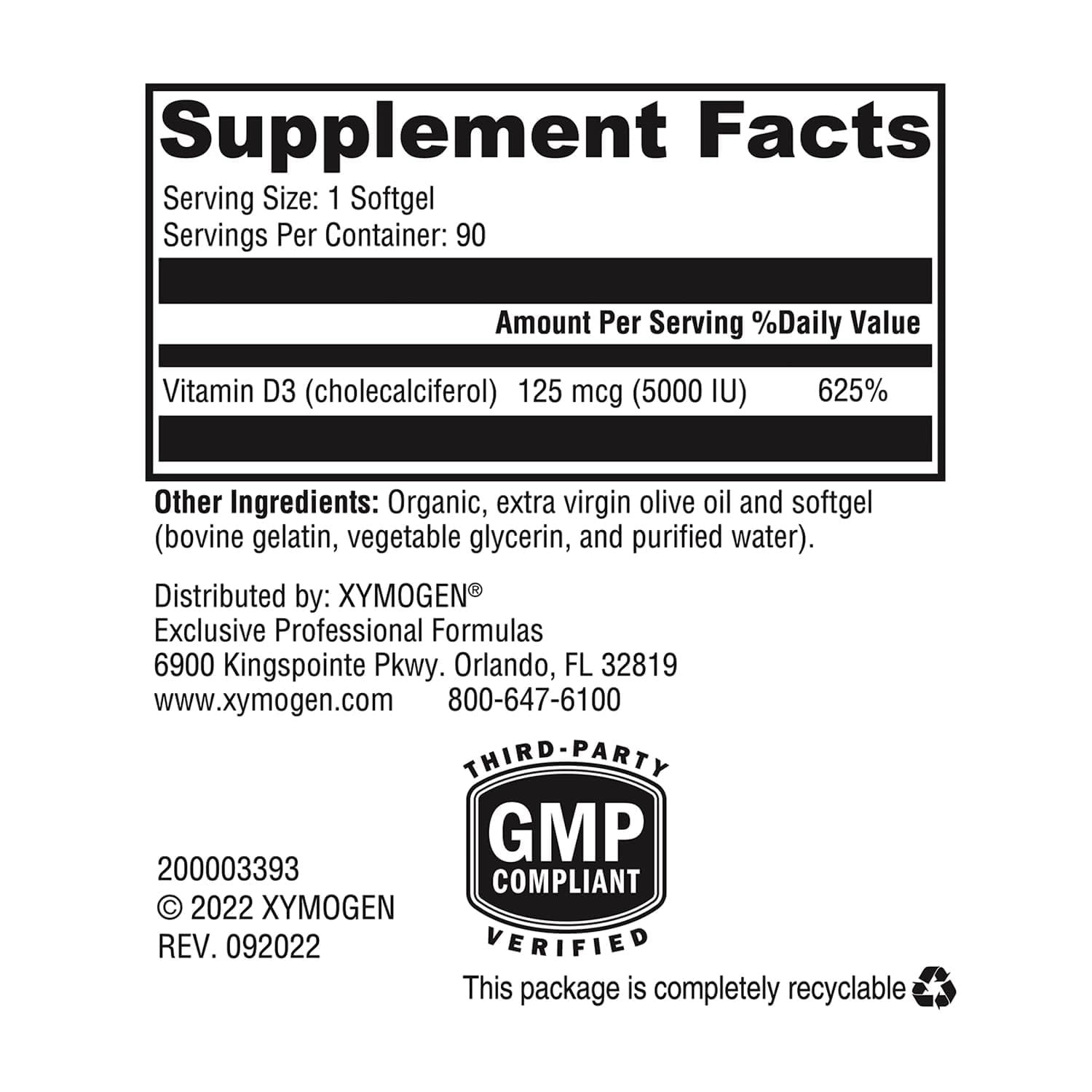 XYMOGEN D3 5000, 90 Softgels — Amazon image 2