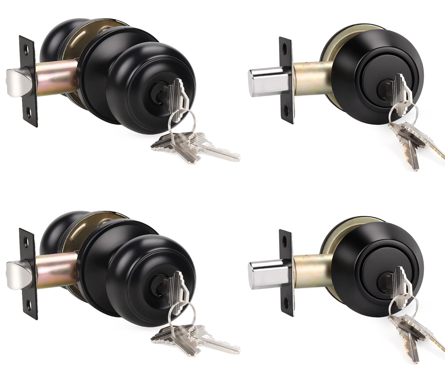 KNOBWELL 2 Pack All Keyed Same Entry Door Knob And