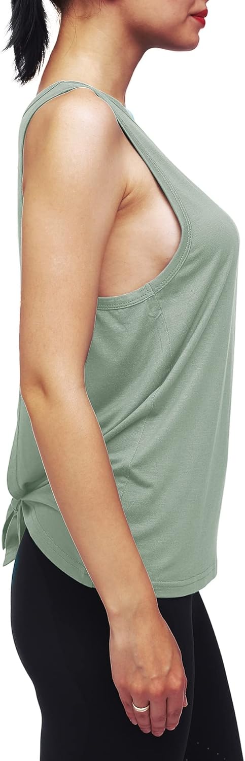 Womens Workout Yoga Tops Open Back Shirts Tie Back Tank Tops with Adjustable Fit - Image 3