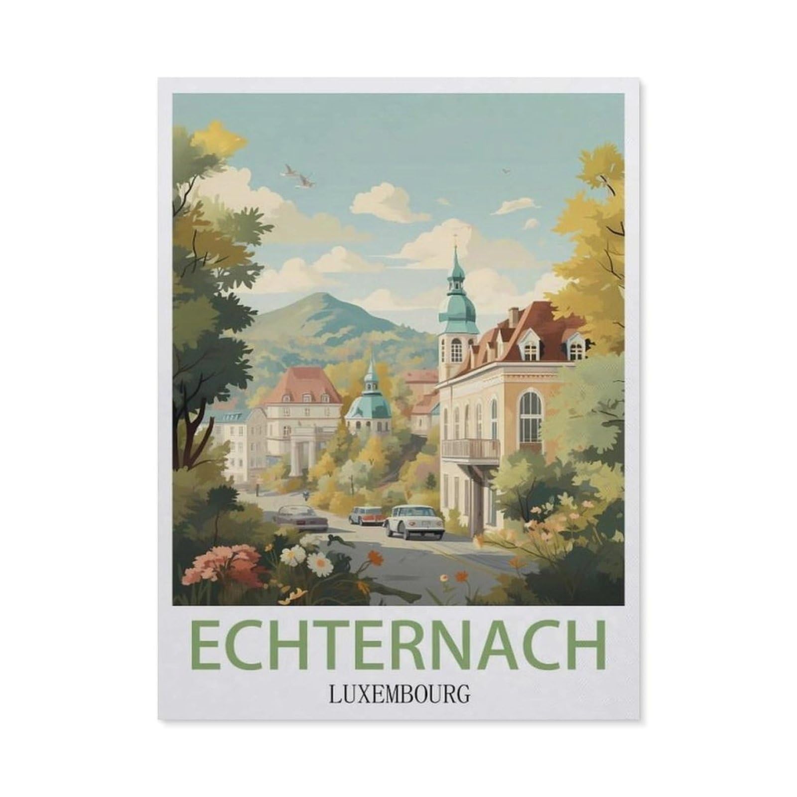 Vintage Art Metal Signs Funny Sign，Echternach Luxembourg(20x30cm）