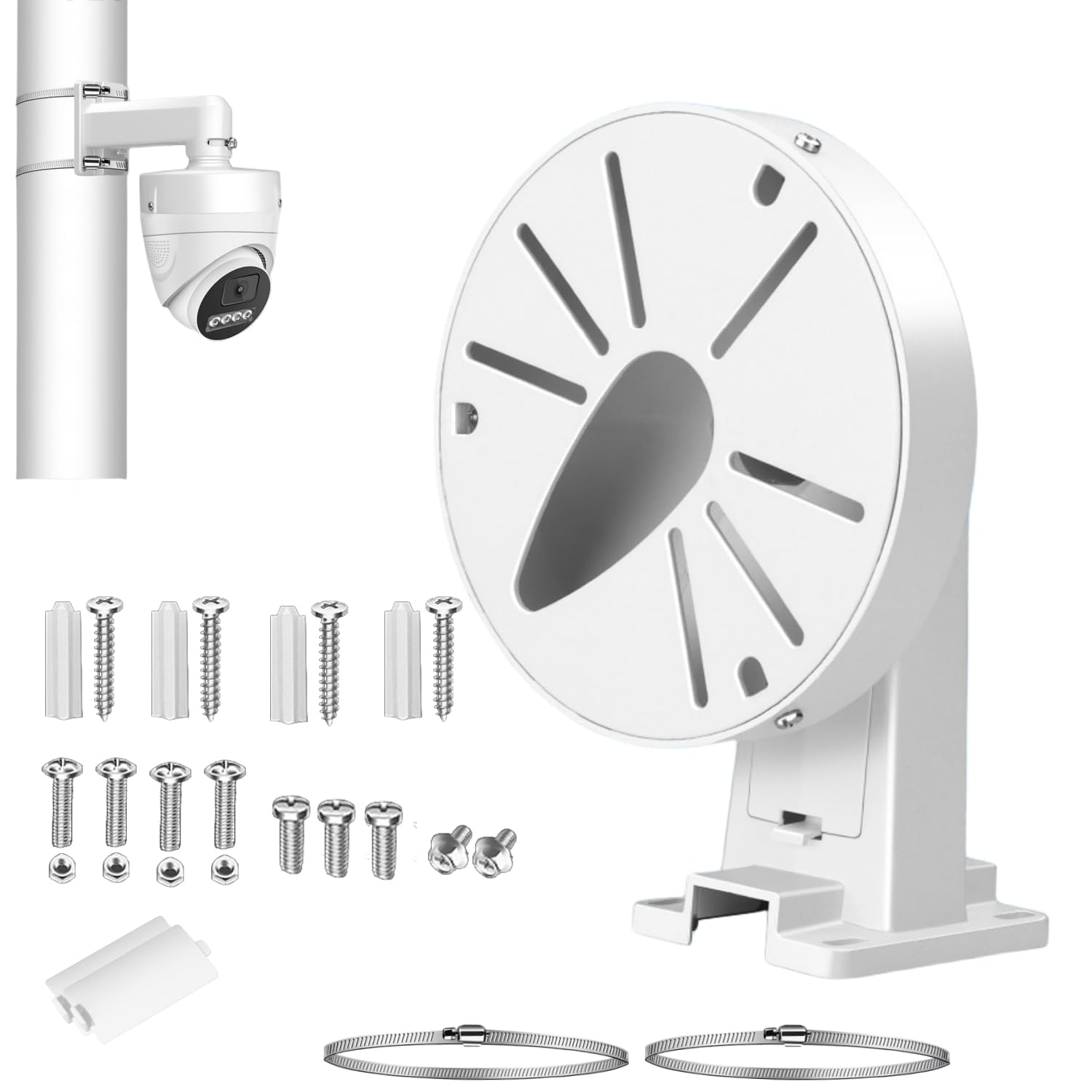 Ctxsumtec 8" Security Camera Vertical Pole Mount Bracket, Aluminum Alloy Indoor Outdoor Wall Mount L-Type Bracket For Dahua Hikvision Dome Surveillance Cameras Cctv Security Dome Ip Camera Mounting