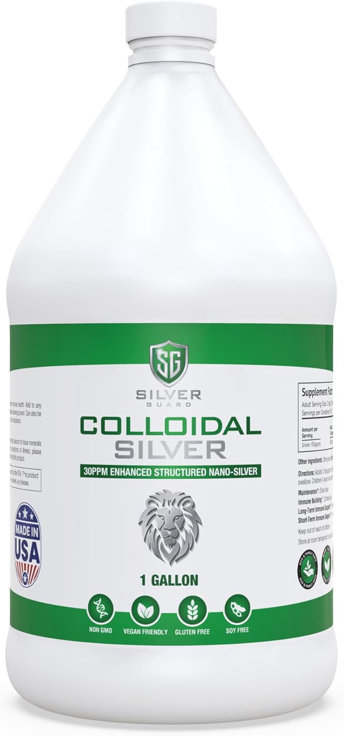 Enhanced Colloidal Silver Gallon Size—30ppm Pure & Natural Structured Silver Water—Organic Colloidal Silver Solution—128 oz (1 Gallon)
