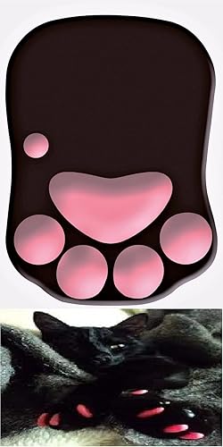 Miniatura 5 de Alfombrilla de mouse con diseño de pata de gato con cojín de apoyo para la muñeca, reposamuñecas de silicona suave, alfombrilla ergonómica para