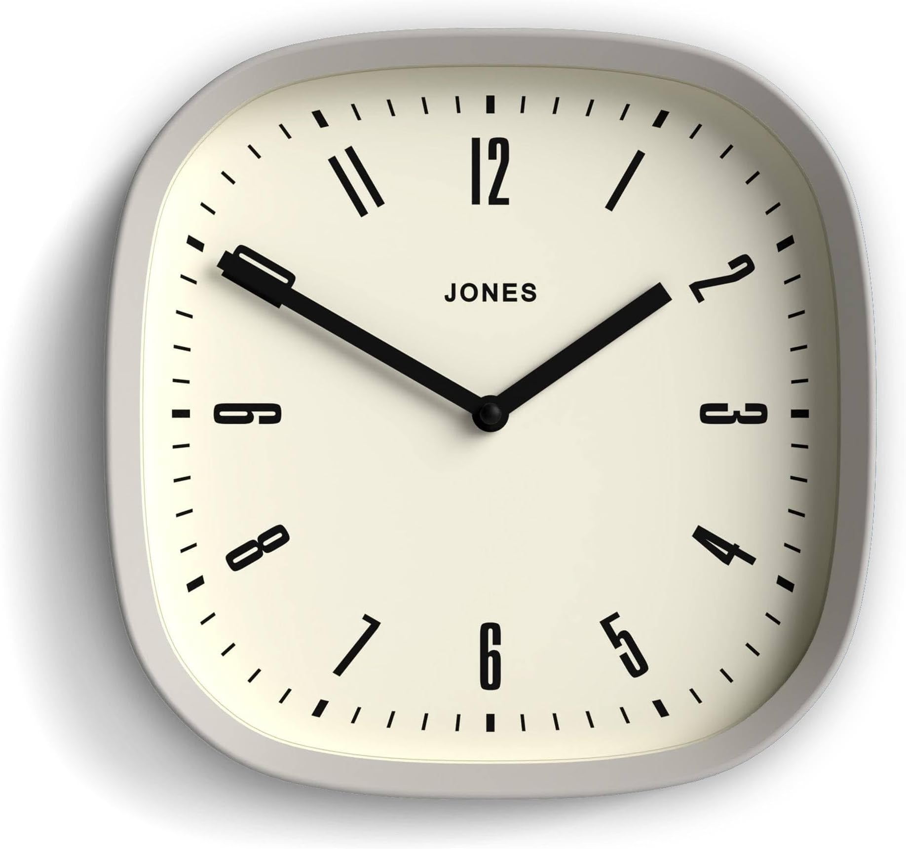 Marvel wall Clock | Modern Retro Rounded Square Clock | 10 inch | Gray | Cool Designer Look for Kitchen, Living Room or Office