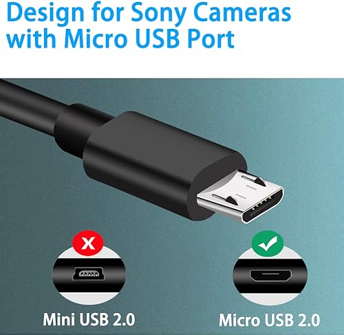 Miniatura 2 de Cable USB para cámara Sony Alpha a6000 a6300 a6400 a6500 a5100 a5000 A77II A7IIK, A99II, Cyber-Shot DSCHX200V, DSCHX400, DSC-RX10, etc., cable de